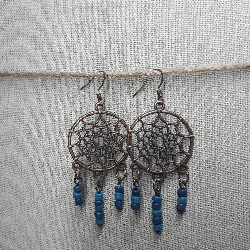 Clearance Sale! Blue dream catcher earrings